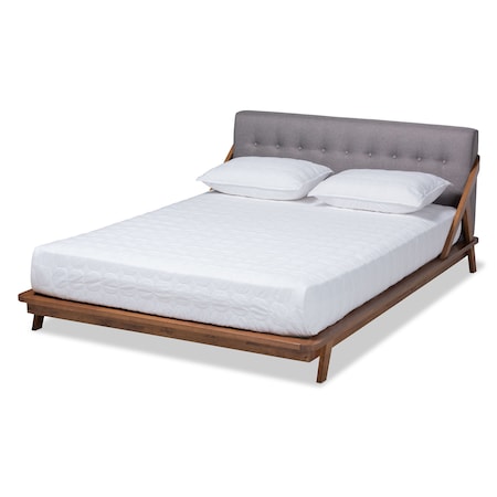 Baxton Studio Sante Mid-Century Grey Upholstered Wood Full Size Platform Bed 156-9287